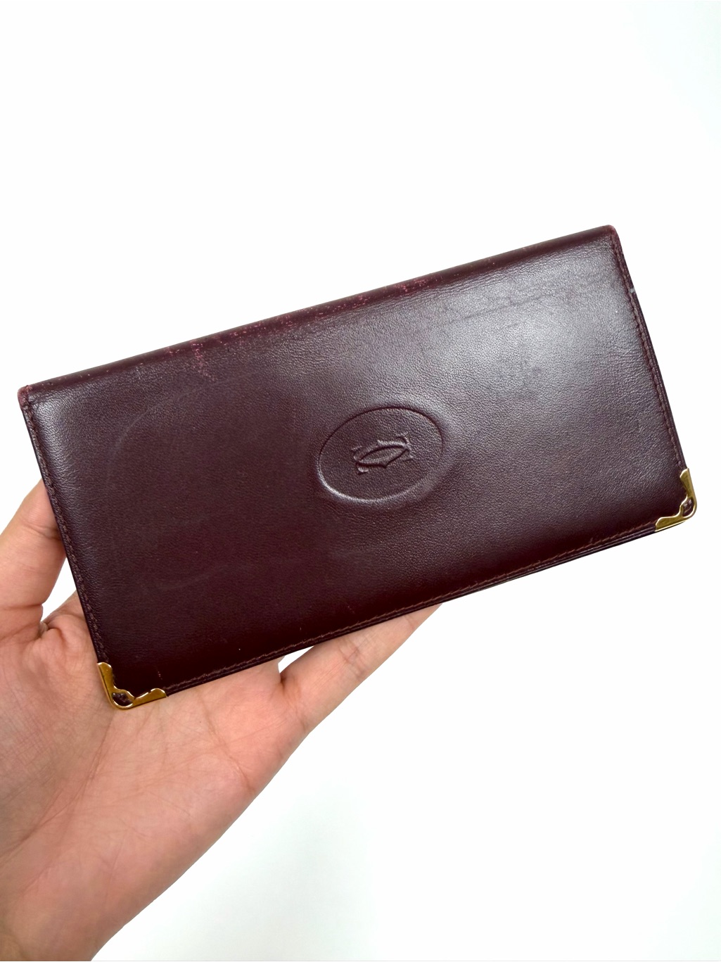 Authentic Cartier Burgundy Leather Bifold Wallet